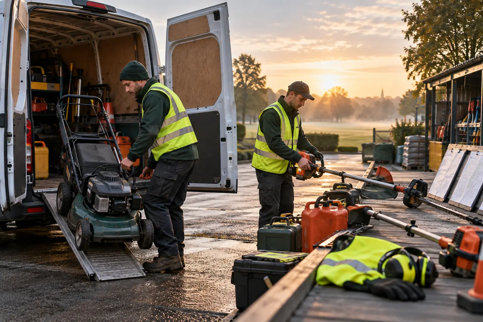 Grounds team preparing machinery for mobilisation